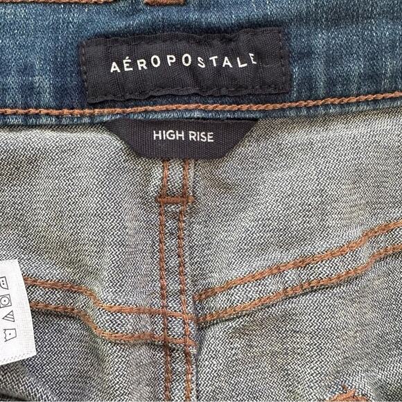 Aeropostale Jean Skirt AERO High Rise Distressed Denim Raw Hem Mini Size 2 NEW - Picture 8 of 11
